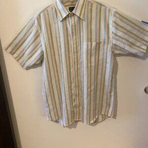 Jos A Bank Travelers Collection 100% linen mens striped shirt